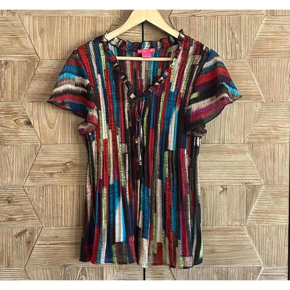 Sunny Leigh Tops - Sunny Leigh Women's Multicolor Striped Top Size PXL Bohemian